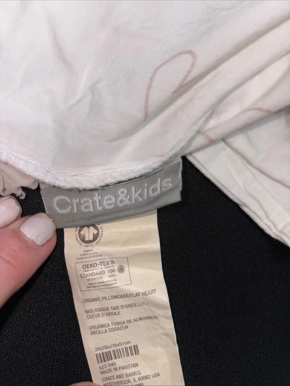 Leanne Ford for Crate&Barrel 2 pillowcases with maroon Heart Motif